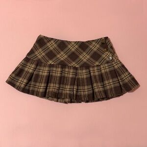 Brown Plaid Mini Skirt/Skort